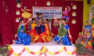 राधा-कृष्ण रूप सज्जा में नन्हे कलाकारों ने मोहा मन