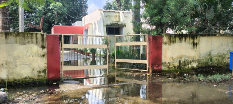 एक माह से जलभराव में डूबा बहेड़ी का पीडब्ल्यूडी गेस्ट हाउस, जिम्मेदार बेखबर